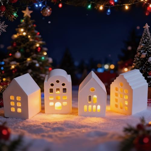 Mini Lichthaus Kerzenhalter für Weihnachten, Mini Lichthaus Gips...