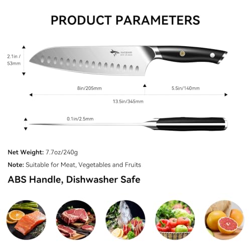 Image of MAD SHARK 8 Inch Santoku Knife, Forged German High-Carbon Stainless Steel