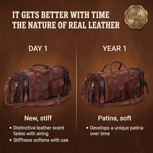 24 Inch Genuine Leather Travel Duffle