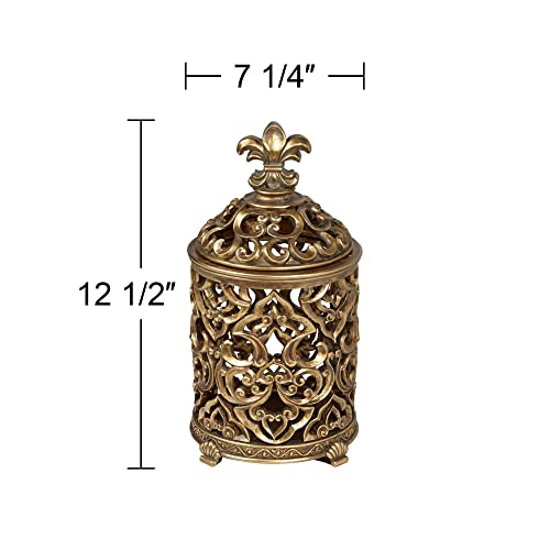 Kensington Hill Sherise Fleur-De-Lis 12 1/2" High Antique Gold Jar #TOP3