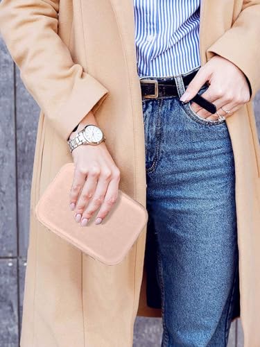 Image of Cortina Jewellery Organiser PU Leather Zipper | Portable Storage Box Case with Dividers | Container for Rings, Earrings, Necklace Home Organizer - Beige