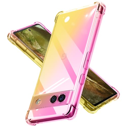 PNEWQNE 対応Google Pixel 8A 用のケース グラデーション クリア 全面保護カバー 耐衝撃 衝撃吸収 tpu 耐震 ソフト軽量 薄型 落下防止 米軍MIL規格 透明 耐久 黄変防止 指紋防止 滑り防止 人気 携帯カバー ピンク/金 WY