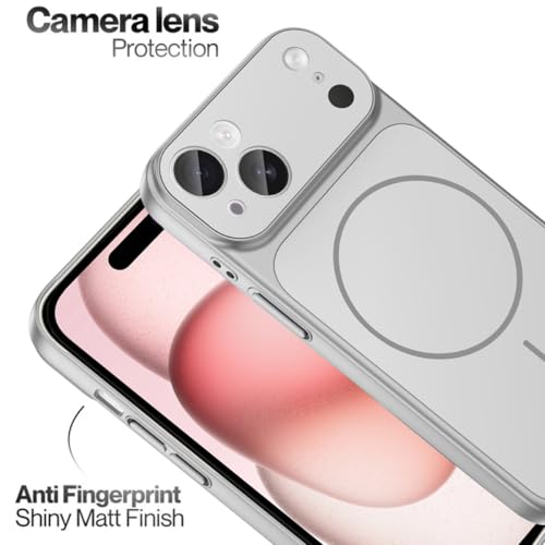 Image of SHINESTAR Converter Case for iPhone 15 Plus | Premium Protective Mag-Safe Cover | iPhone 17 Pro / 17 Pro Max Series Style Design | in-Built Camera Guard | Wireless Charging Compatible - Silver