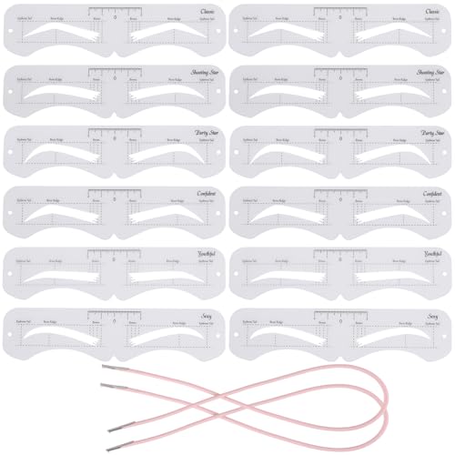 Ohlove 12 Pcs Reusable Eyebrow Stencil, Eyebrow Template with Elastic ...
