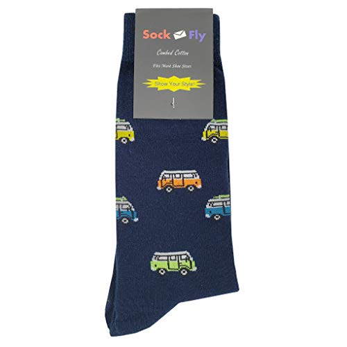 VW Bus Dress Socks Funny Novelty Crazy Fun Design Men Size 8-12 Cotton Casual Crew Colorful Funky Fancy Socks Gift for Men4