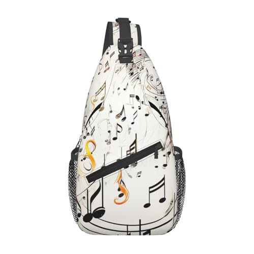 Bolso Sling para Hombre y Mujer Estampado con notas musicales miniatura 1