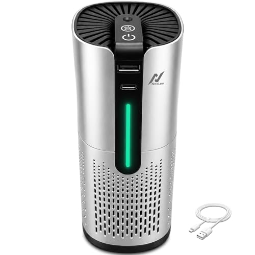 Image of NexLev Car Air Purifier | CAP-05 Air Purifier For Living Room with H13 HEPA Filter, Activated Carbon, Negative Ion Generator & 360 Air Intake, USB Type-C, Removes PM 2.5 & PM 10