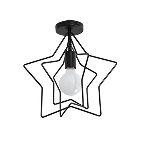 Lámpara de techo retro semi-empotrada de metal negro para salón