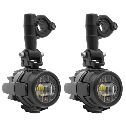 Motorrad LED Nebelscheinwerfer Zusatzscheinwerfer 40W IP68 für BMW R1200GS F800GS | Universell 18-22mm Crashbar, Alu-Druckguss Gehäuse, 12V Weiß (6000K) mit Kabelbaum & Schutzgitter, Einfacher Einbau