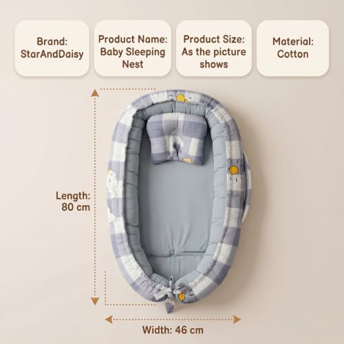 Image of StarAndDaisy Baby Nest /Sleeping Bed for New Born Boy & Girl Soft & Comfortable Baby Beddig Set for 0-12 Months /Foldable & Washable, Baby Sleeping Bag Set.