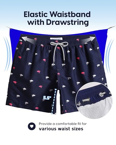 Image of maamgic Mens Swim Trunks 5 Inch with Mesh Lining, Quick Dry Mens Bathing Suit, Swim Shorts for Swimming and Beach