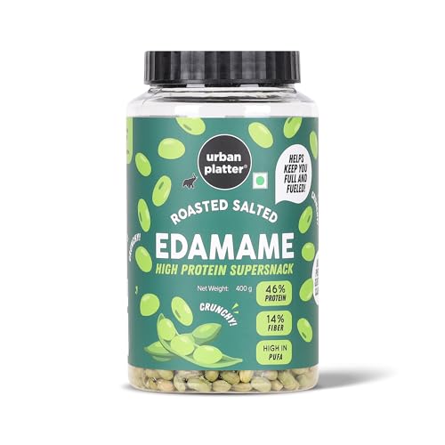 Image of Urban Platter Roasted Salted Edamame, 400g (46% Protein, 14% Fiber, Lightly Salted Young Green Soybeans, Highest Plant Protein Supersnack)