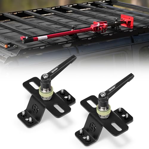 BUNKER INDUST Farm Jack Mount for Roof Rack 2 Pcs High Lift Jack Mounting Brackets Works with M6/M8 Slots and Most Standard Farm Jacks