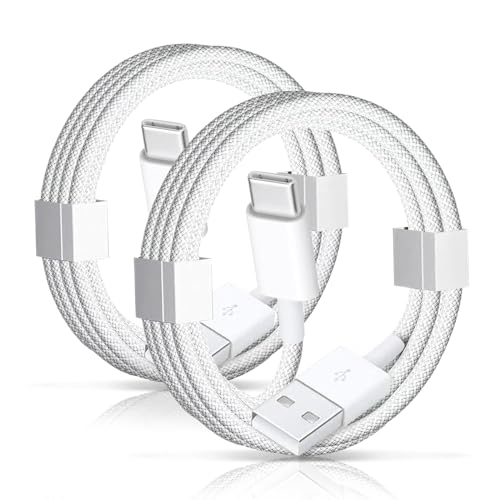 Image of 2 Pack USB A to USB C Woven Cable 60W for iPhone 16E 16 15 Pro Max Car Charger, iPhone 15 Carplay Cable Car Adapter iPad USB C Cord 10th, Air 5th 4th Mini 6th i 15 Pro Plus Charger Charging Cord