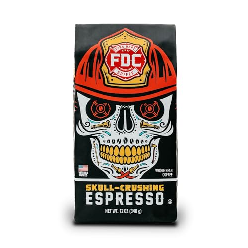 Fire Department Coffee - Gives Back to Firefighters - Full-Bodied & Bold Skull Crushing Espresso Beans - Roasted in the USA - Premium Whole Bean Coffee - Veteran Owned - 12 oz