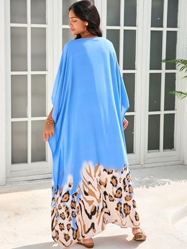 Image of Moss Rose Kaftan Dresses for Women V Neck Summer Swimsuit Cover up Caftan Maxi Beach Dresses