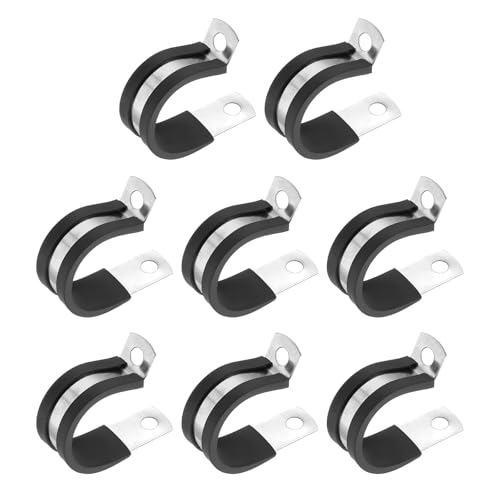 PATIKIL Pince de câble de 8/9 pouce, 8 paquets de pince métallique isolée en acier inoxydable 304 avec coussin en caoutchouc pour l'installation de tuyaux, câbles, fils et cordons