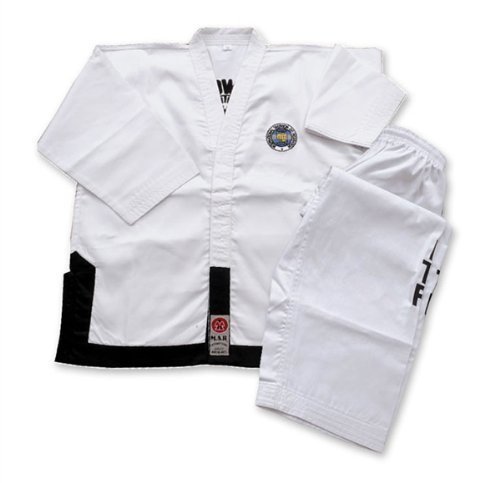 Playwell Marziale Arti Itf Taekwondo Cintura Nera (Primo - 3 Dan ) Completo - Bianco, 4/170cm