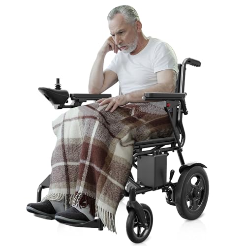 Foldable Intelligent Electric Wheelchairs for Adults & Motorized Wheelchair for Seniors, Lightweight Electric Wheelchair Equipped with Powerful Motor and 360° Control Joystick (Black)