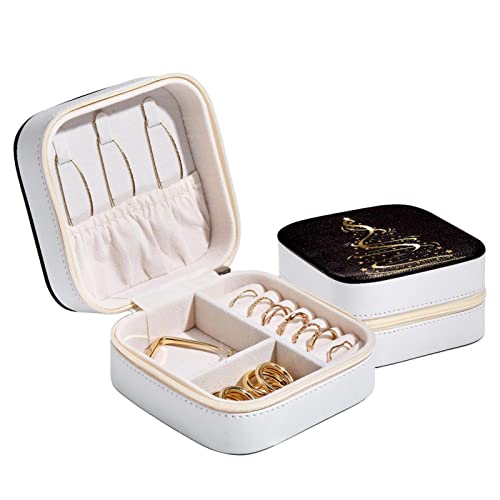 Tragbare Mini-Schmuckschatulle für Reisen, goldener Weihnachtsbaum, kleiner Schmuckkoffer für Frauen, Lederring-Organizer #14 Cover