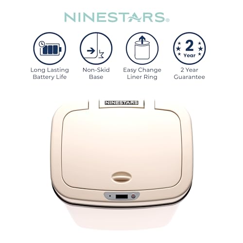 Image of Ninestars 3 Gallon Automatic Trash Can, 12L Touchless Motion Sensor Bathroom or Bedroom Garbage Can with Odor-Sealing Lid, Impact-Resistant ABS Plastic, White