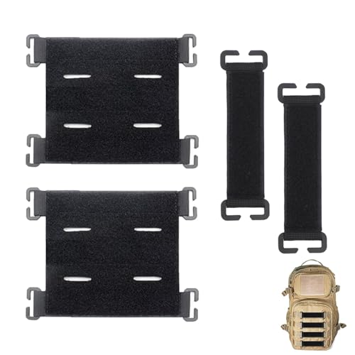 Jilskl 4 stycken fjäderlappar, taktiska lappar, taktisk lappfäste, fjäderlapphållare, taktiska ryggsäckstillbehör, på krok, för utomhusryggsäckar, taktiska skyddsvästar, svart, Svart, NO