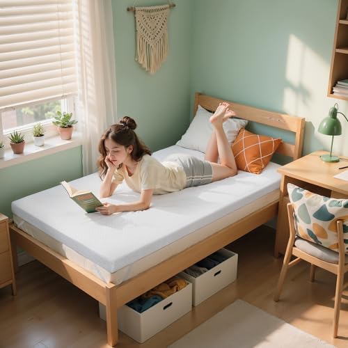 CHUN YI 3 Inch Gel Memory Foam Mattress Topper Twin, Ventilated Breathable Single Bed Topper with Rayon from Bamboo Cover, Mattress Pad for Pressure Relief, CertiPUR-US Certified