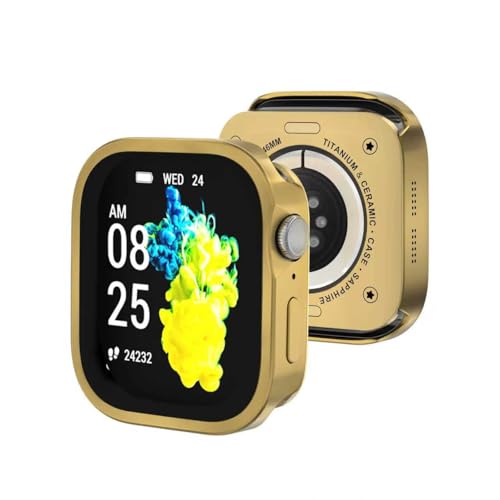 Coque en métal 3 en 1 Apple Watch 45mm avec dos céramique et verre trempé