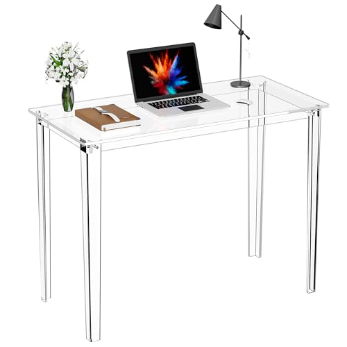 solaround Mesa de Escritorio, Acrilico Metacrilato Transparente, Secretaria Escritorio Ordenador, Pequeño (Transparente, 100 cm)