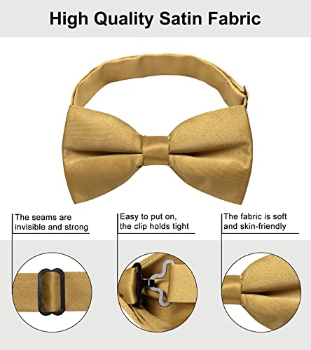 Image of YourTies Bow Ties for Men Pretied Bowties Solid Color Satin Bow Tie Formal Business Tuxedo Wedding Party Prom