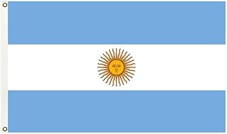 علم الارجنتين 3 × 5 قدم مطبوع على الوجهين من قماش البوليستر 200D، علم رباعي مخيط على اليسار مع حلقتين للديكور الخارجي