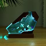 Drawelry Ocean Creative Epoxy Resin Wood Light Lamp, Handmade Multi Color Aquatic Ocean Lamp Deep Sea Diver Cave Diving Enthusiasts Led Night Light Desktop Decor Christmas Birthday Gift (Octopus, S)