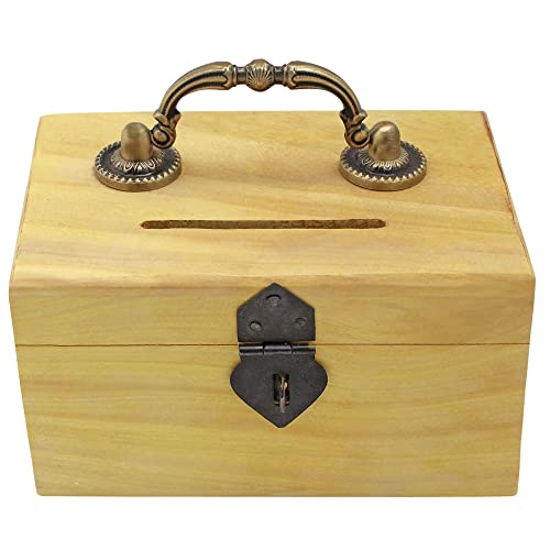 Image of ITOS365 Handmade Wooden Antique Money Bank - Coin Saving Box - Piggy Bank - Gifts for Kids, Girls, Boys & Adults