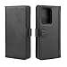 Produktbild ISIN Premium Echtes Leder Handcrafted Brieftasche Hülle für Samsung Galaxy S20 Ultra LTE und 5G SM-G988 SM-G9880 (Nicht für S20, S20+) 6,9-Zoll Android Handy(Schwarz)