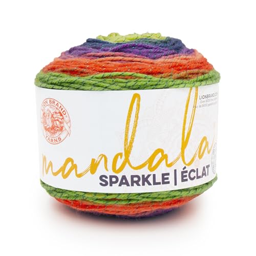 Image of Lion Brand Yarn, Mandala Sparkle DK Weight Yarn for Crochet, Knitting, and Crafts, Monoceros, 1 Pack, Multicolor Acrylic Fiber for Glittery Garments, Kids Stuffies, and Soft Blankets