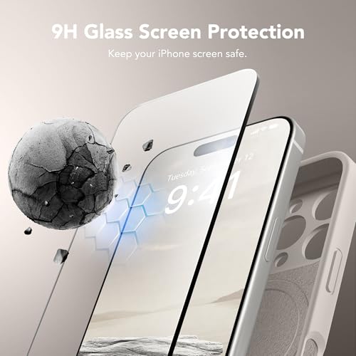 Image of Magnetic for iPhone 16 Pro Max Case, Compatible with MagSafe, [Full Camera Protection][Screen Protector] Silicone Shockproof Protective Phone Case for iPhone 16 Pro Max 6.9 inch, Stone