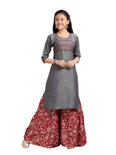 Image of Aarika Girls Ethnic Wear White Colour Tribal Print Cotton Blend Kurti