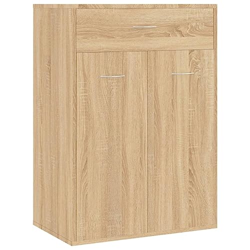 vidaXL Schuhschrank mit Schublade 2 Türen Schuhregal Schuhablage Schrank Schuhaufbewahrung Kommode Anrichte Sonoma-Eiche 60x35x84cm Holzwerkstoff