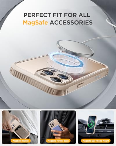 Image of Miracase Magnetic for iPhone 16 Pro Case Full-Body Phone with Built-in Glass Screen Protector, [Compatible with MagSafe] Military Drop Proof 16 Pro Cover Bumper 6.3 inch, Desert