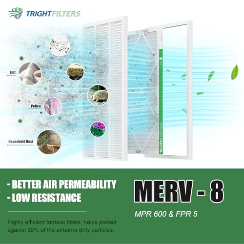 Image of TRIGHTFILTERS 16x25x1 Air Filter 4 Pack, MERV 8 Pleated Dust Defense Air Filters Replacement Air Conditioner HVAC AC Furnace Filter, Durable and Lightweight