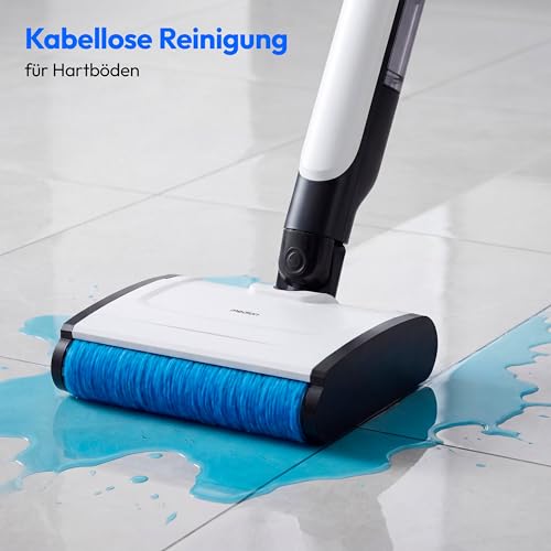 MEDION Bodenwischer H11 (elektrischer Wischmopp & Bodenreiniger, kabellose Bodenreinigung, getrennter Frischwasser & Schmutzwassertank, bis zu 45 Min. elektrisch reinigen, Bürstenrolle für Hartböden