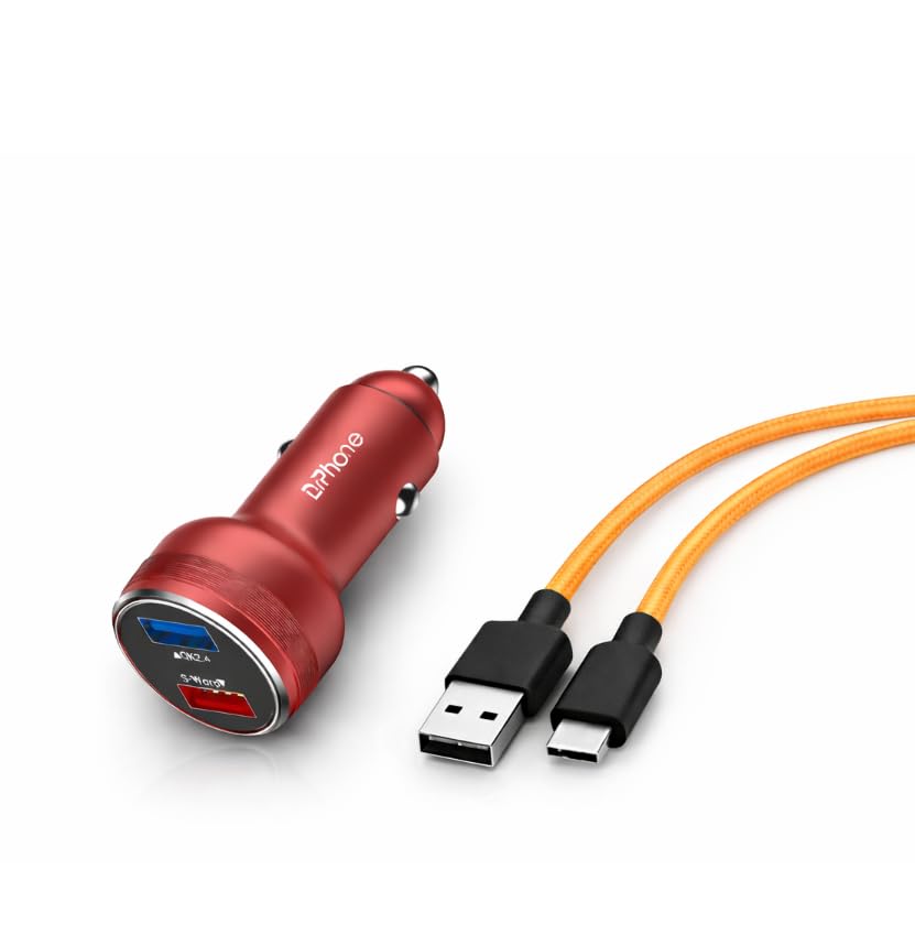 Chargeur voiture DrPhone ON-1 avec câble USB-C 6A pour OnePlus Warp