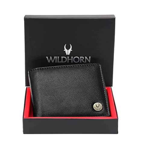 Image of WildHorn RFID Protected Leather Wallet for Men, Black