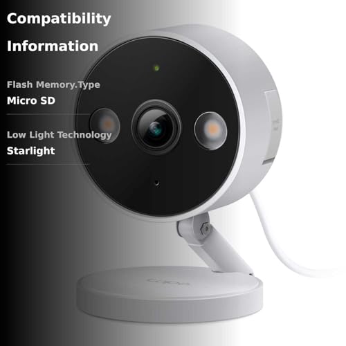 Tapo 2K QHD Security Camera, Indoor/Outdoor, Color Night Vision, Free Person/Pet/Vehicle Detection, Invisible IR Mode for Pet & Baby Monitor, 2-Way Audio, Local & Cloud Storage, 2.4G Wi-Fi (Tapo C120)