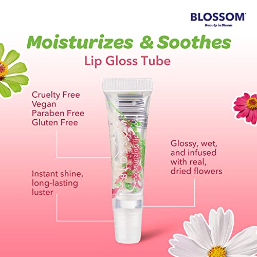 Blossom Scented Moisturizing Lip Gloss Tubes, Infused with Real Flowers, 0.3 fl. oz/9ml, Watermelon