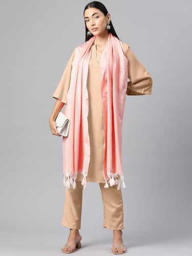 Image of One femme Women's Plain Solid Tasselled Dupatta