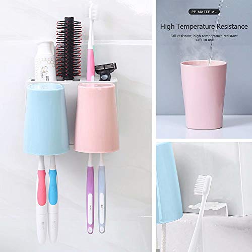 Toothbrush Holder, Wall Mounted Bathroom RV Accessories Organizer with 2 Cups for Electric Toothbrush Toothpaste Combs Razors Eyebrow Trimmers Facial Cleansers Storage - Thumbnail 7