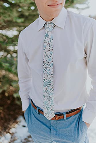 Image of DAZI Men's Skinny Tie Floral Print Cotton Necktie, Great for Weddings, Groom, Groomsmen, Missions, Dances, Gifts.