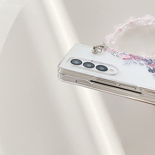 Coque rigide de luxe transparente peinte fleur pour Samsung ZFold4