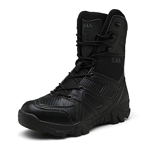 Botas Militares WOJIAO para Hombre, Transpirables y Resistentes al Desgaste, Botas tácticas de Combate de Alta Ayuda, Color Negro, Talla 41.5 EU